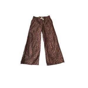 Old Navy Girls Leopard Print Wide Leg Pants Brown Animal Print Size S 6-7